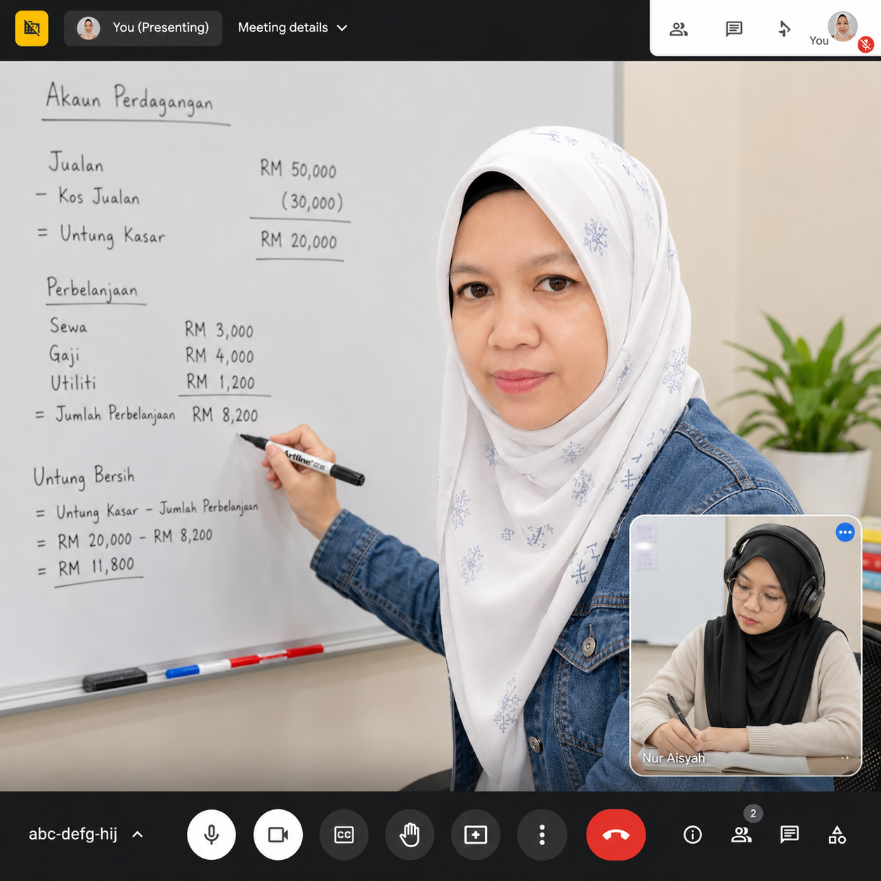 Cikgu Ros sedang mengajar